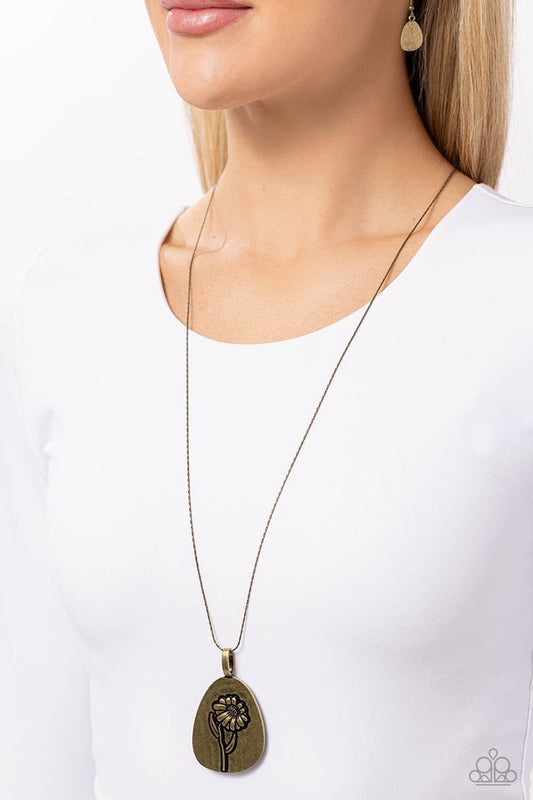 Sunflower Shift - Brass - Paparazzi Necklace Image