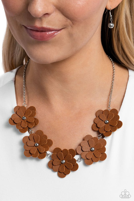 Balance of FLOWER - Brown - Paparazzi Necklace Image