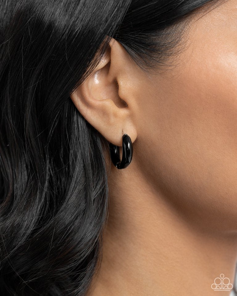 Pivoting Paint - Black - Paparazzi Earring Image