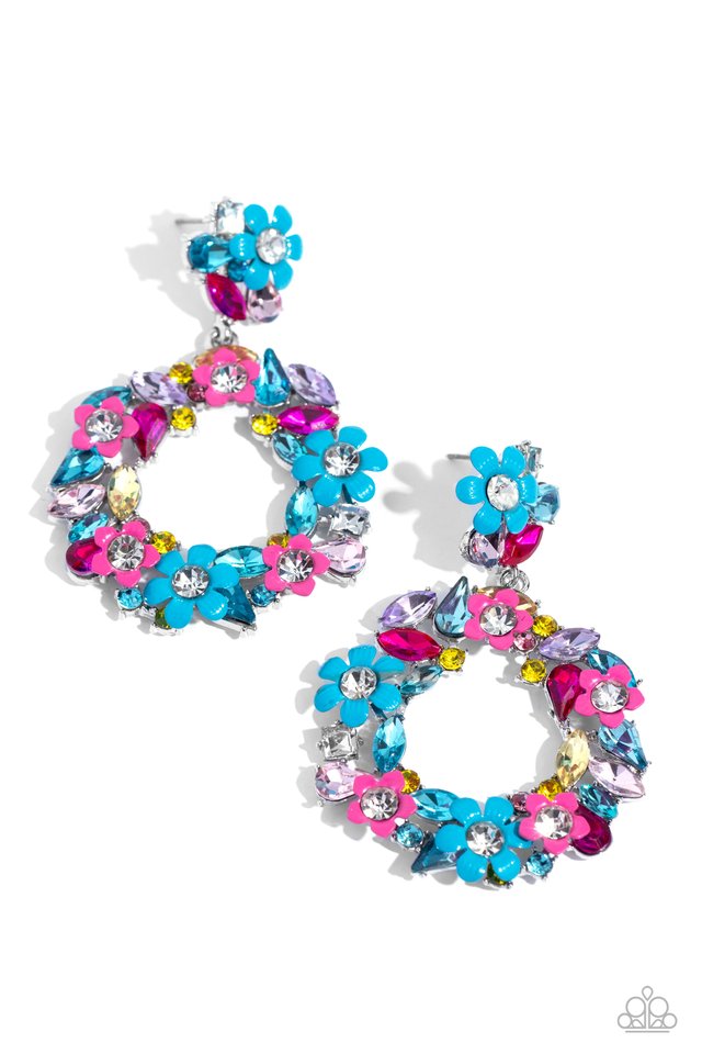 Wreathed in Wildflowers - Blue - Paparazzi Earring Image