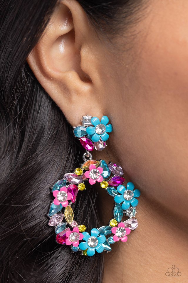 Wreathed in Wildflowers - Blue - Paparazzi Earring Image