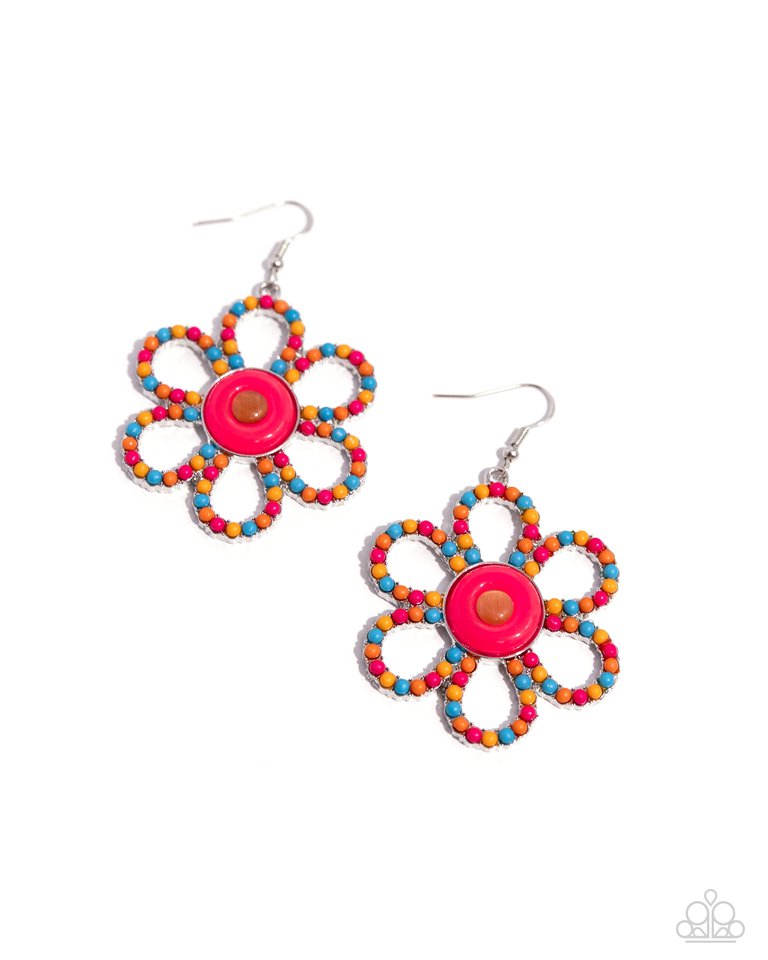 FLOWER Forward - Orange - Paparazzi Earring Image