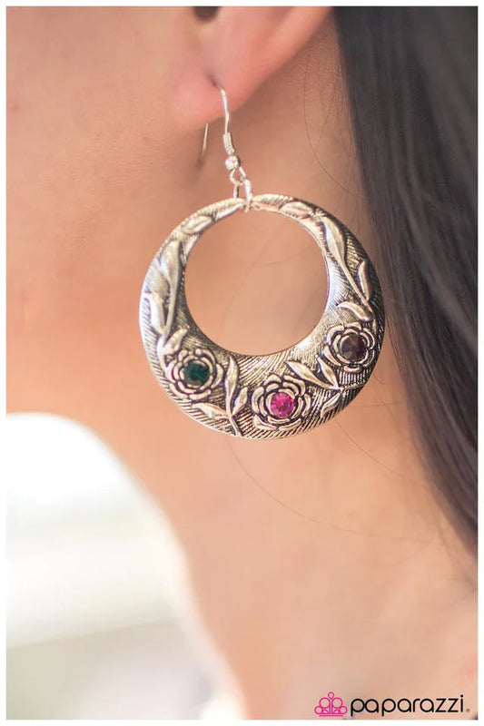 Paparazzi Earring ~ Blooming Borders - Multi