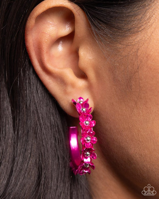 Fashionable Flower Crown - Pink - Paparazzi Earring Image