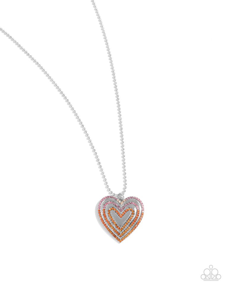 Hallucinatory Hearts - Orange - Paparazzi Necklace Image