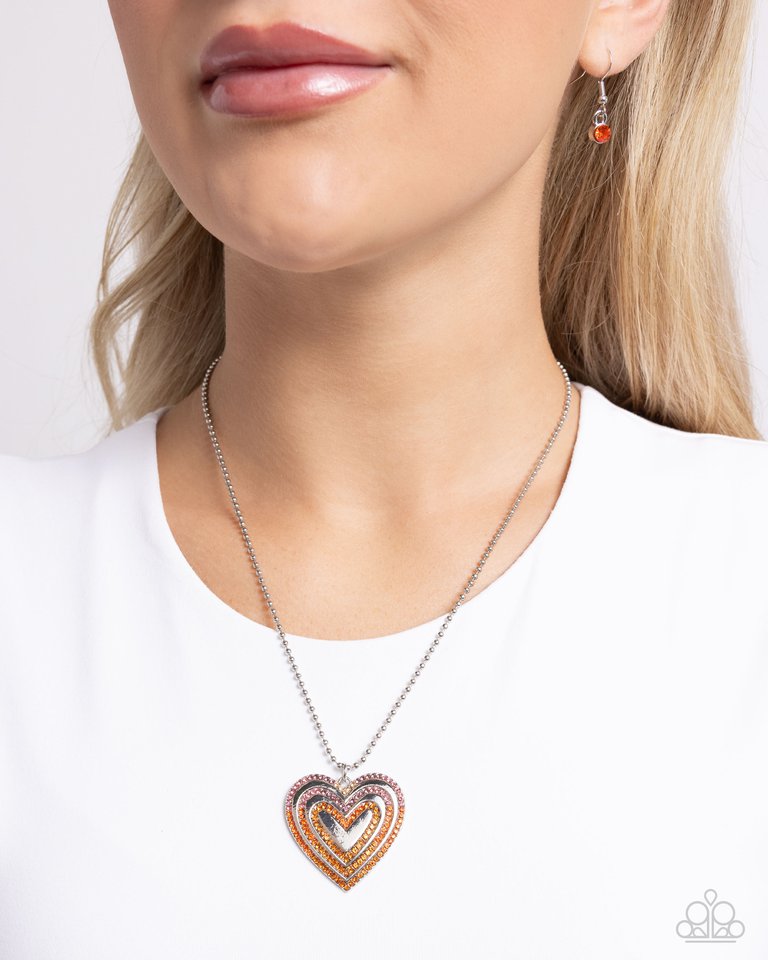 Hallucinatory Hearts - Orange - Paparazzi Necklace Image