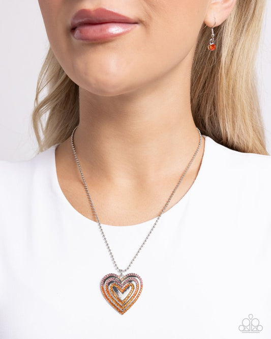 Hallucinatory Hearts - Orange - Paparazzi Necklace Image