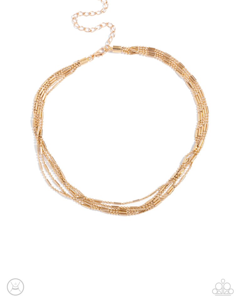Monochromatic Marvel - Gold - Paparazzi Necklace Image