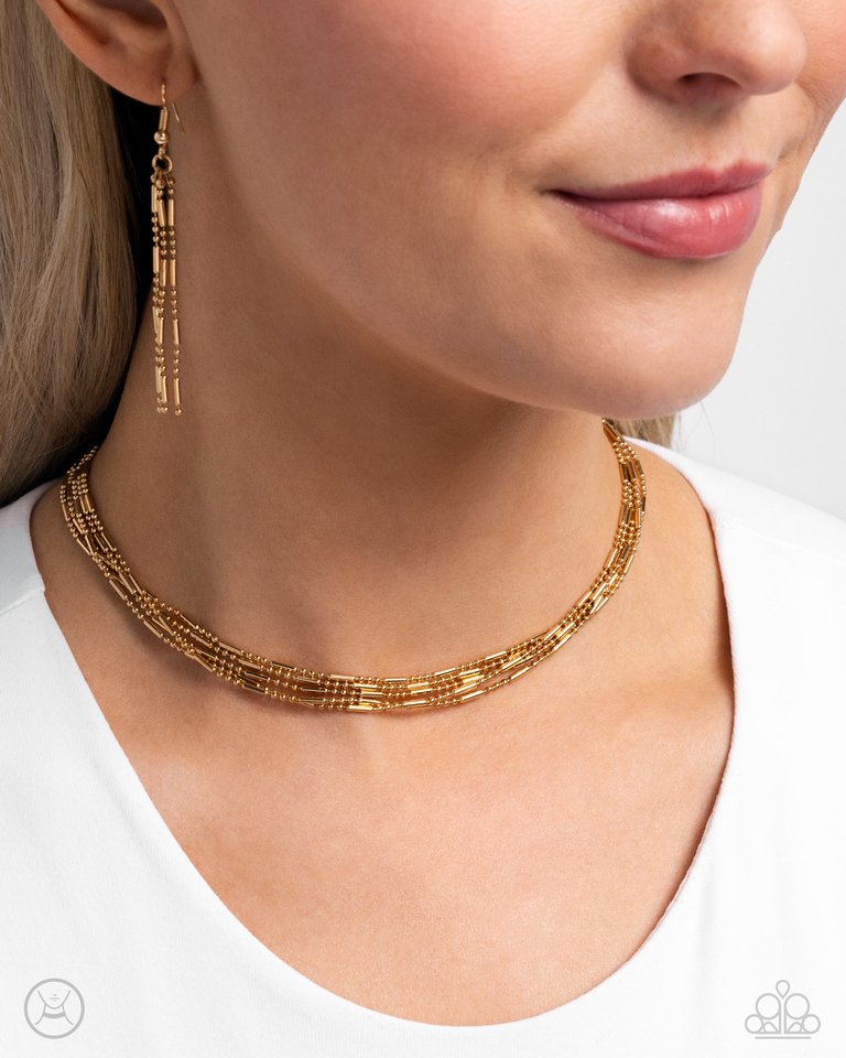 Monochromatic Marvel - Gold - Paparazzi Necklace Image