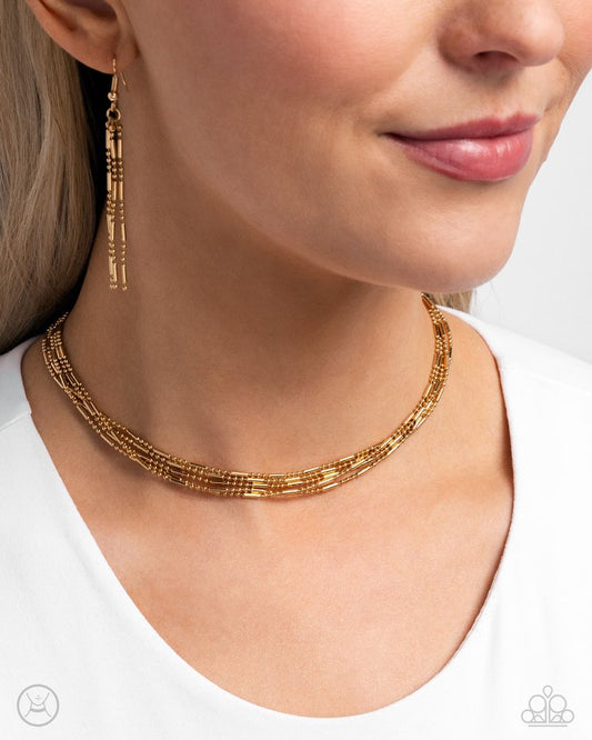 Monochromatic Marvel - Gold - Paparazzi Necklace Image
