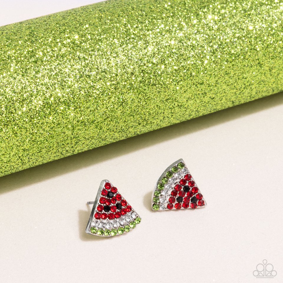 Watermelon Slice - Red - Paparazzi Earring Image