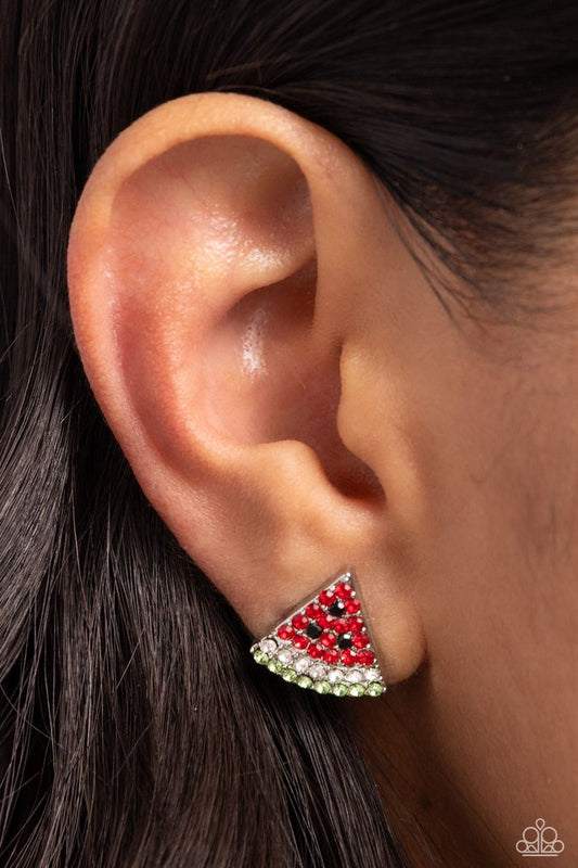 Watermelon Slice - Red - Paparazzi Earring Image