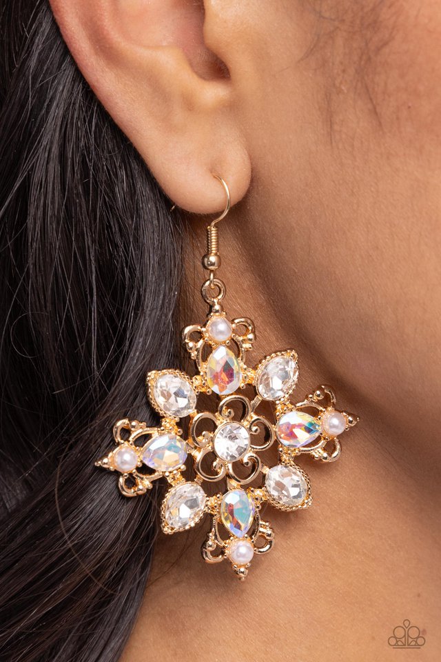 Fancy-Free Florals - Gold - Paparazzi Earring Image