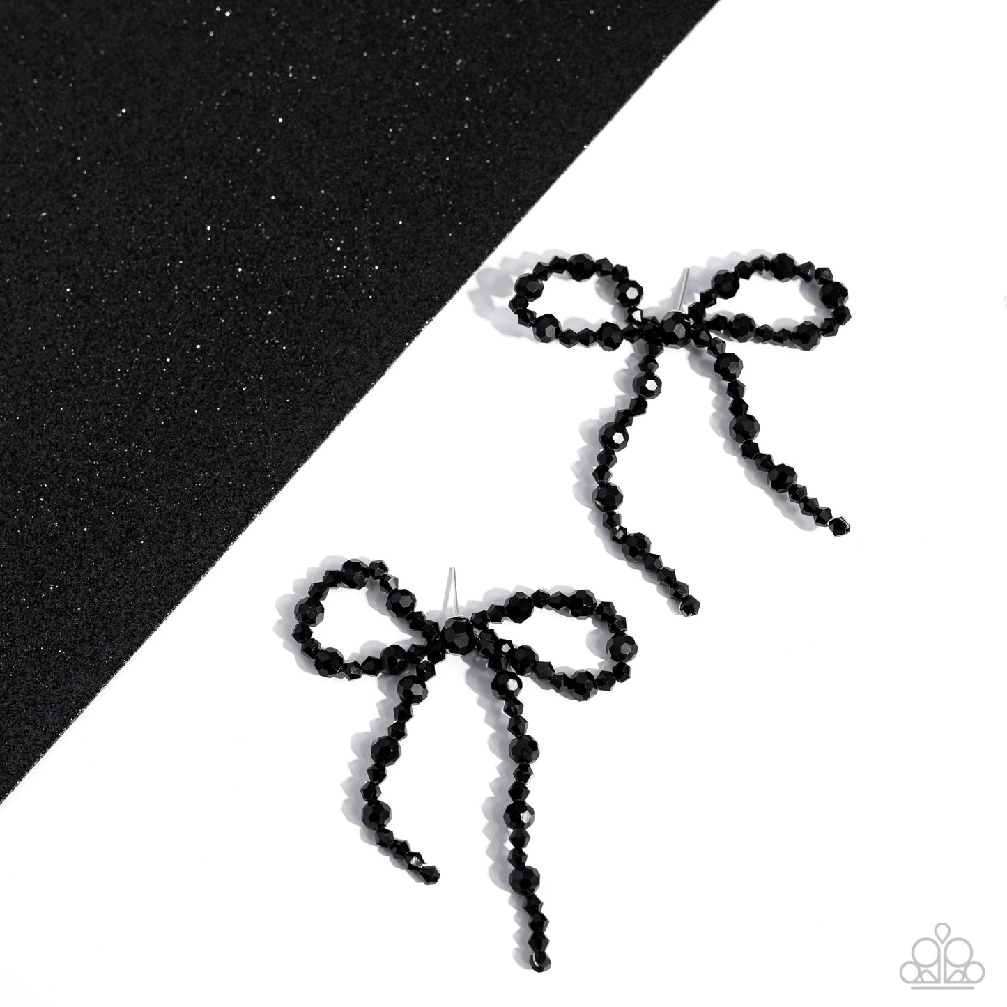 Paparazzi Earring ~ Butler Bowtie - Black