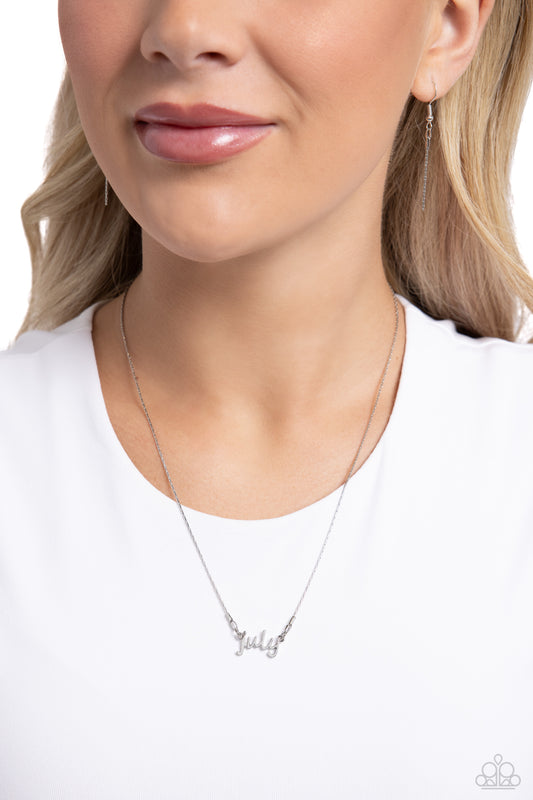 Birth Month Bling - July - Silver - Paparazzi Necklace Image