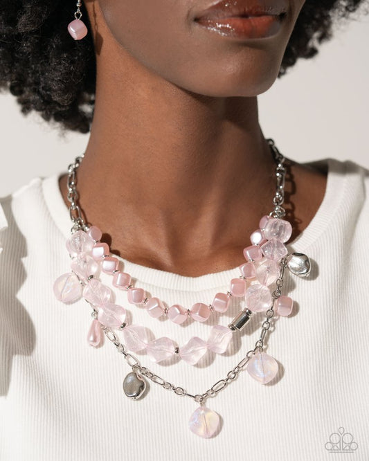 Cubed Cameo - Pink - Paparazzi Necklace Image