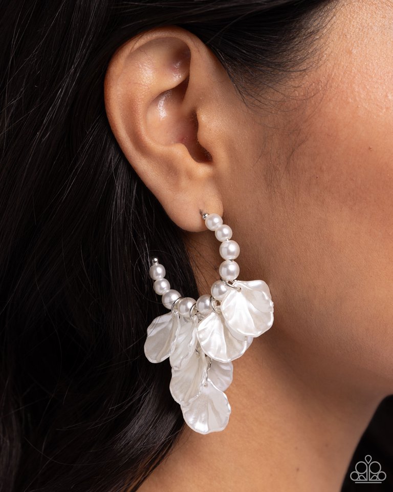 Frilly Feature - White - Paparazzi Earring Image