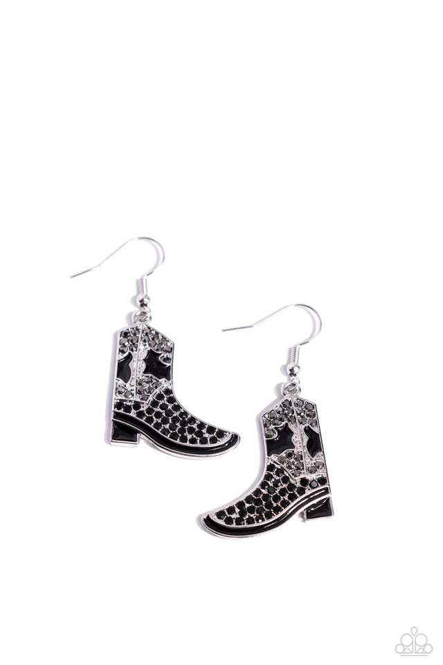 Boot Scootin Bling - Black - Paparazzi Earring Image