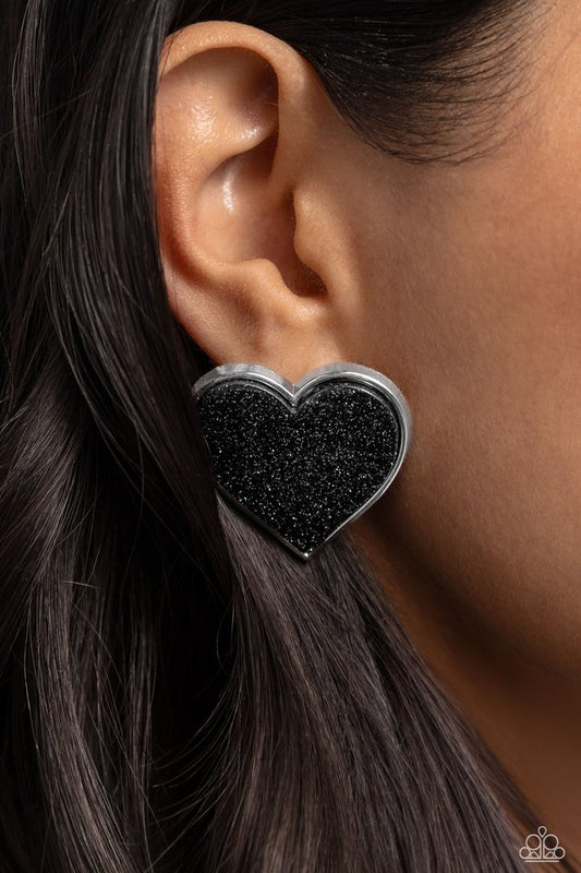 Glitter Gamble - Black - Paparazzi Earring Image