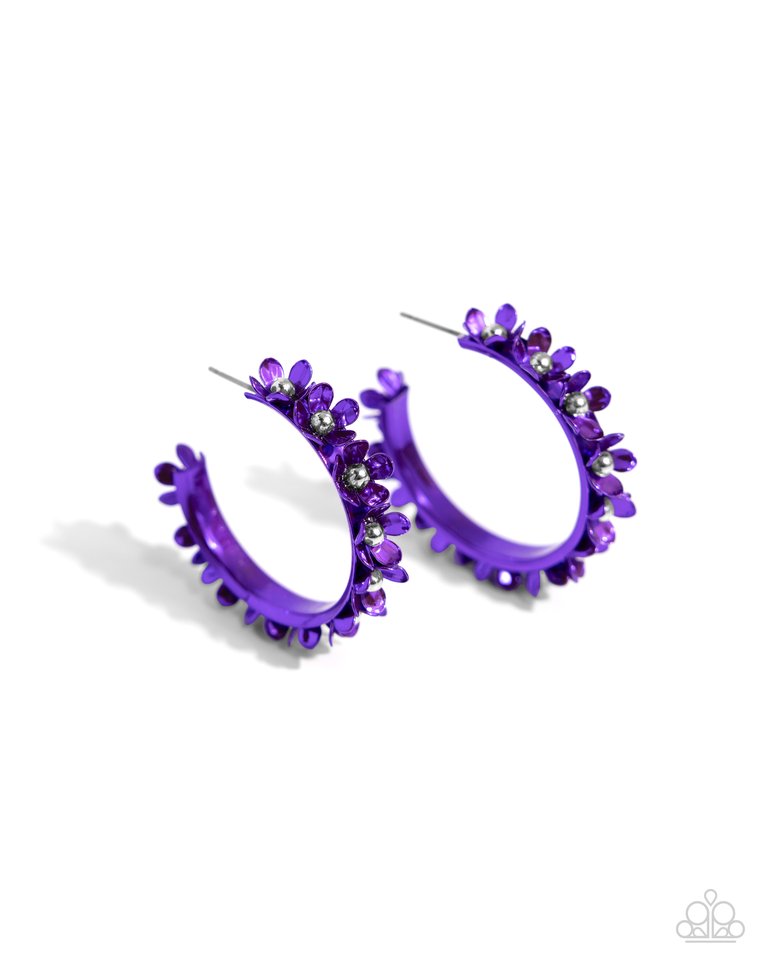 Fashionable Flower Crown - Purple - Paparazzi Earring Image