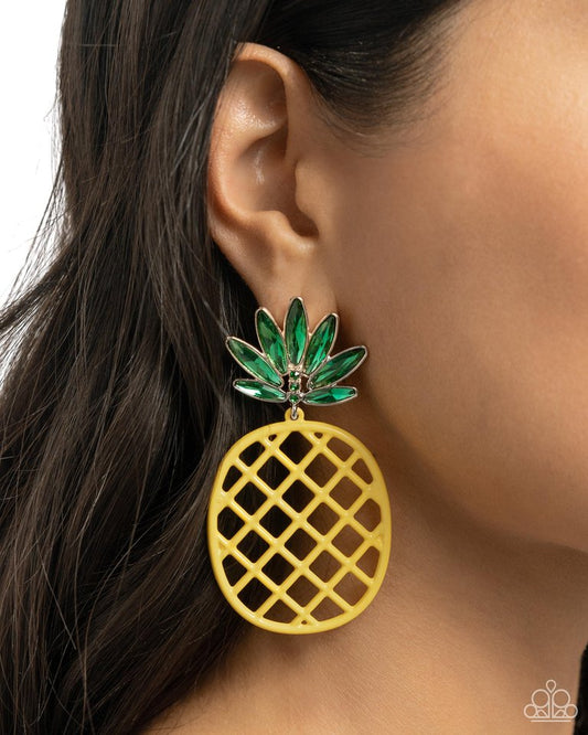 Pineapple Passion - Yellow - Paparazzi Earring Image