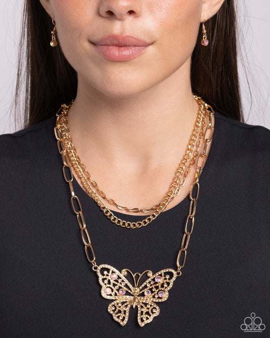 Winged Wonder - Gold - Paparazzi Necklace Image