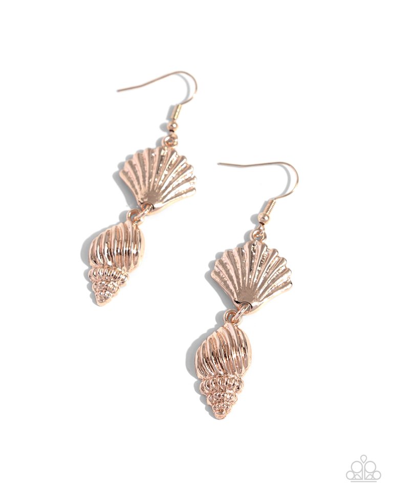 SHELL, I Was In the Area - Rose Gold - Paparazzi Earring Image