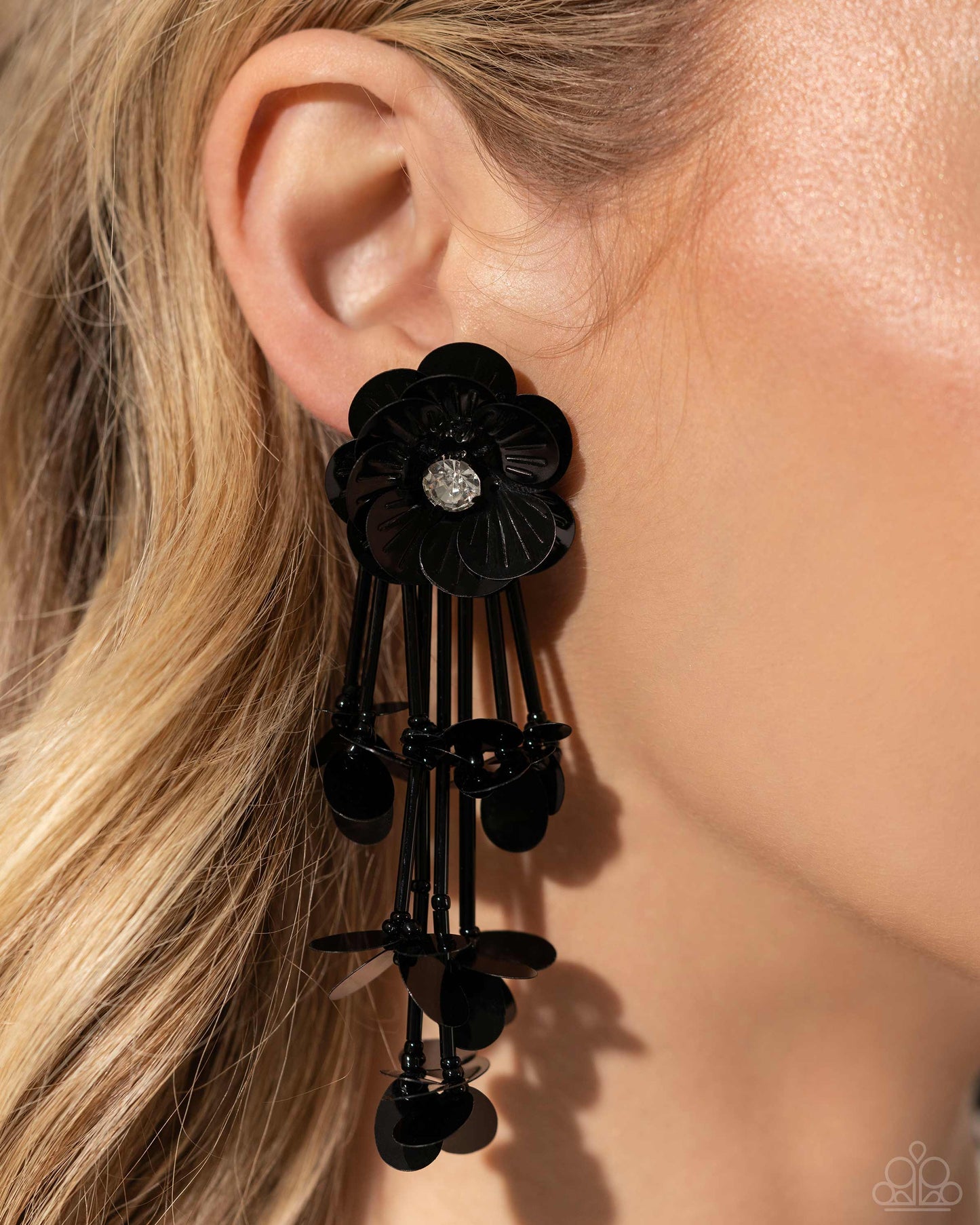 Paparazzi Earring ~ Floral Future - Black