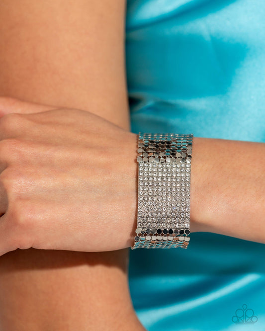 Paparazzi Bracelet ~ Disco Dame - White - Paparazzi Bracelet Image