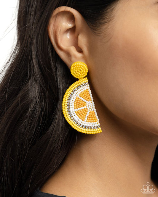 Lemon Leader - Yellow - Paparazzi Earring Image