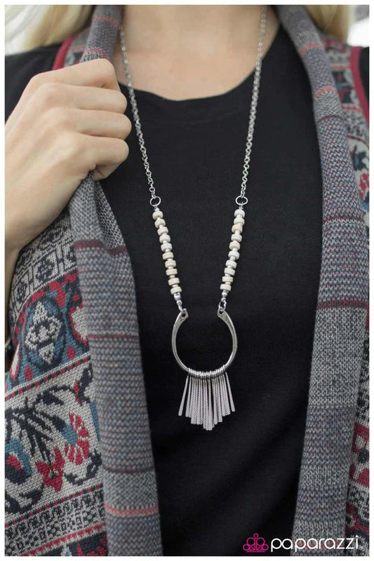 Paparazzi Necklace ~ Keep Me Hanging On - White