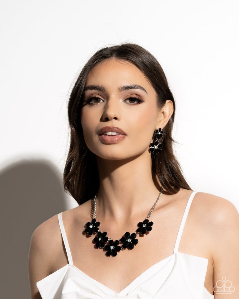 A Blast of Blossoms - Black - Paparazzi Earring Image