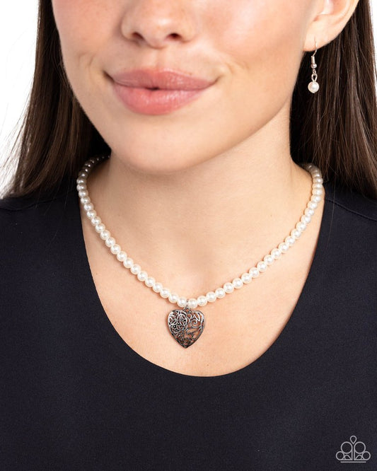 Filigree Infatuation - White - Paparazzi Necklace Image