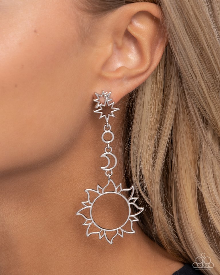 Celestial Chic - Silver - Paparazzi Earring Image