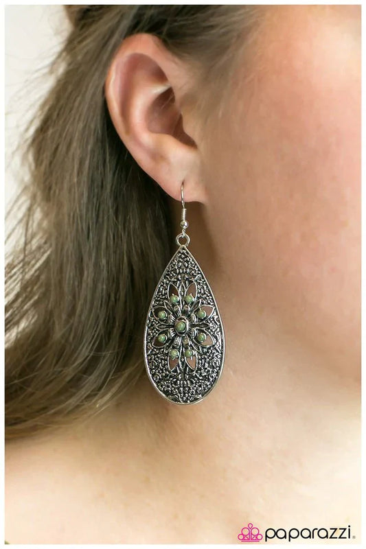 Paparazzi Earring ~ Day By Day - Green