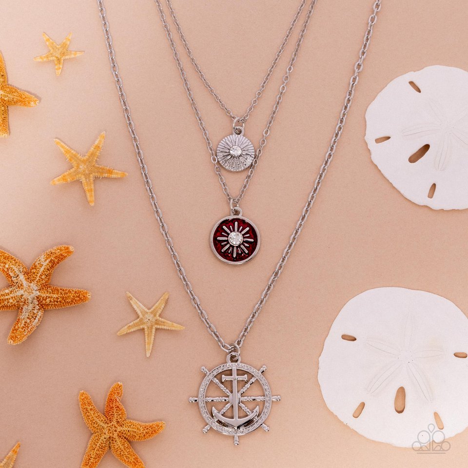 Anchor Arrangement - Red - Paparazzi Necklace Image