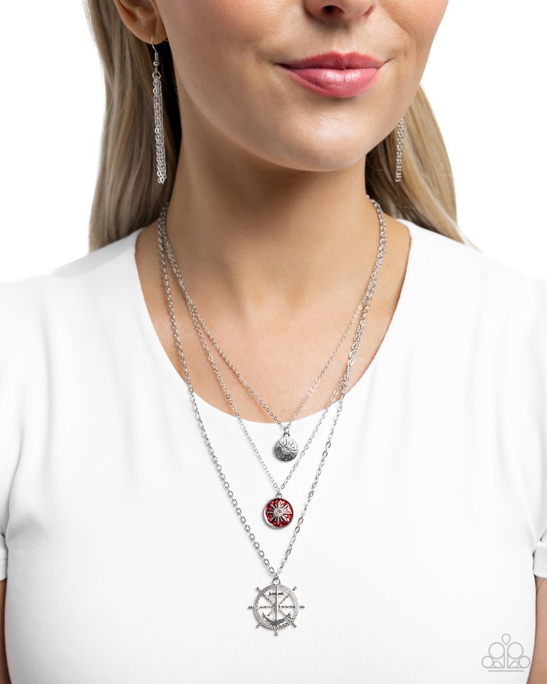 Anchor Arrangement - Red - Paparazzi Necklace Image