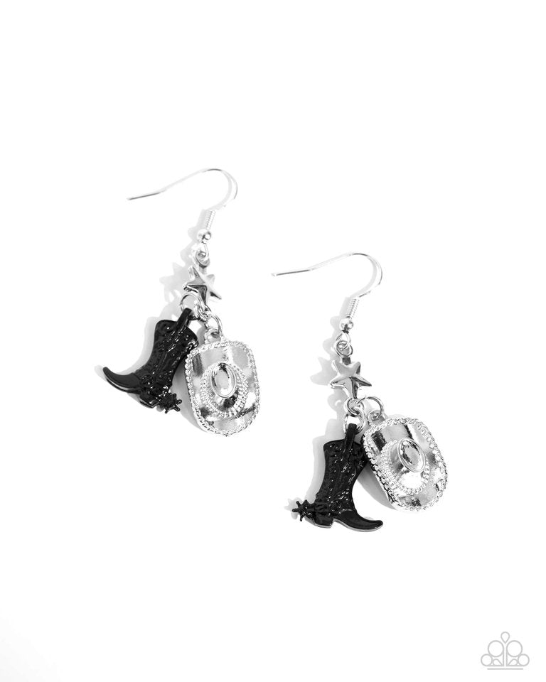 Rodeo Royalty - Black - Paparazzi Earring Image