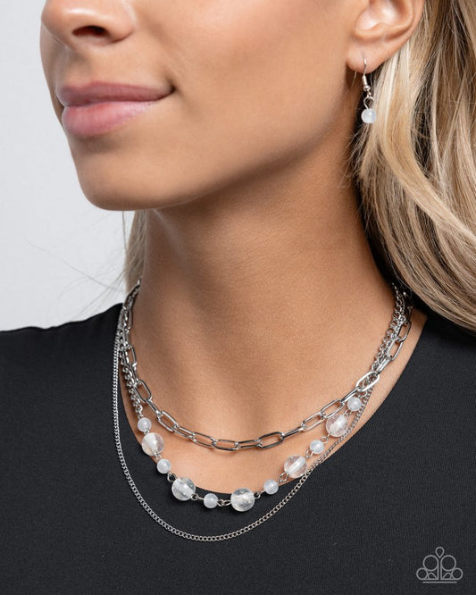 Beaded Behavior - White - Paparazzi Necklace Image