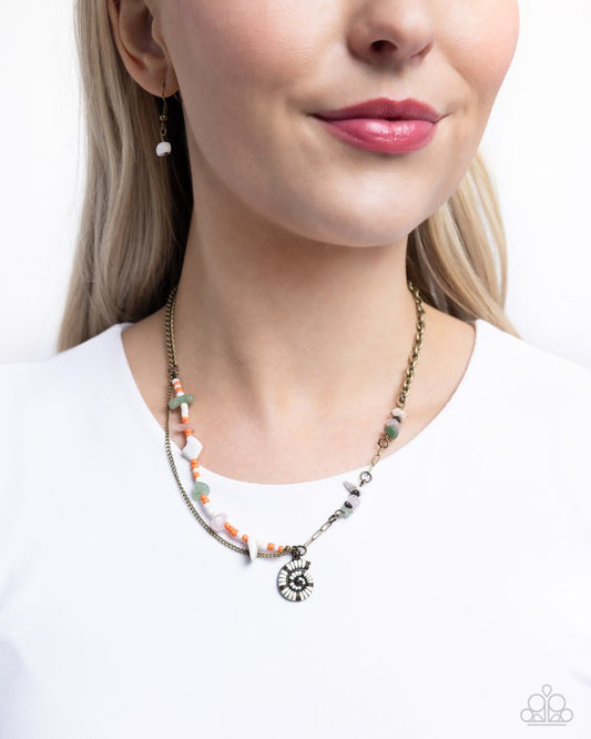 Spiraling Seafloor - Brass - Paparazzi Necklace Image