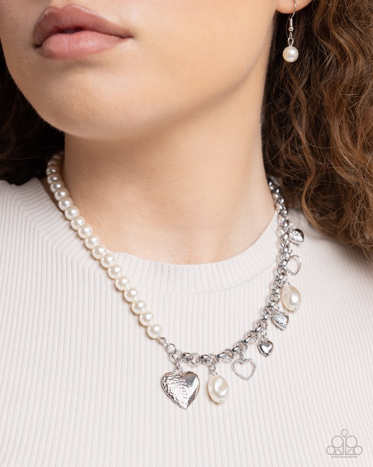 Charming Competitor - White - Paparazzi Necklace Image