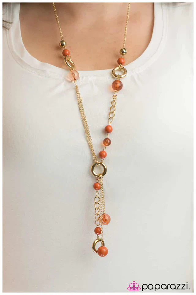 Paparazzi Necklace ~ So Long! - Orange