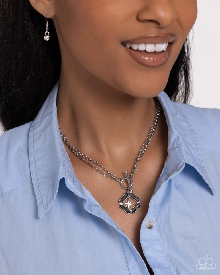 Compass Cadenza - Silver - Paparazzi Necklace Image