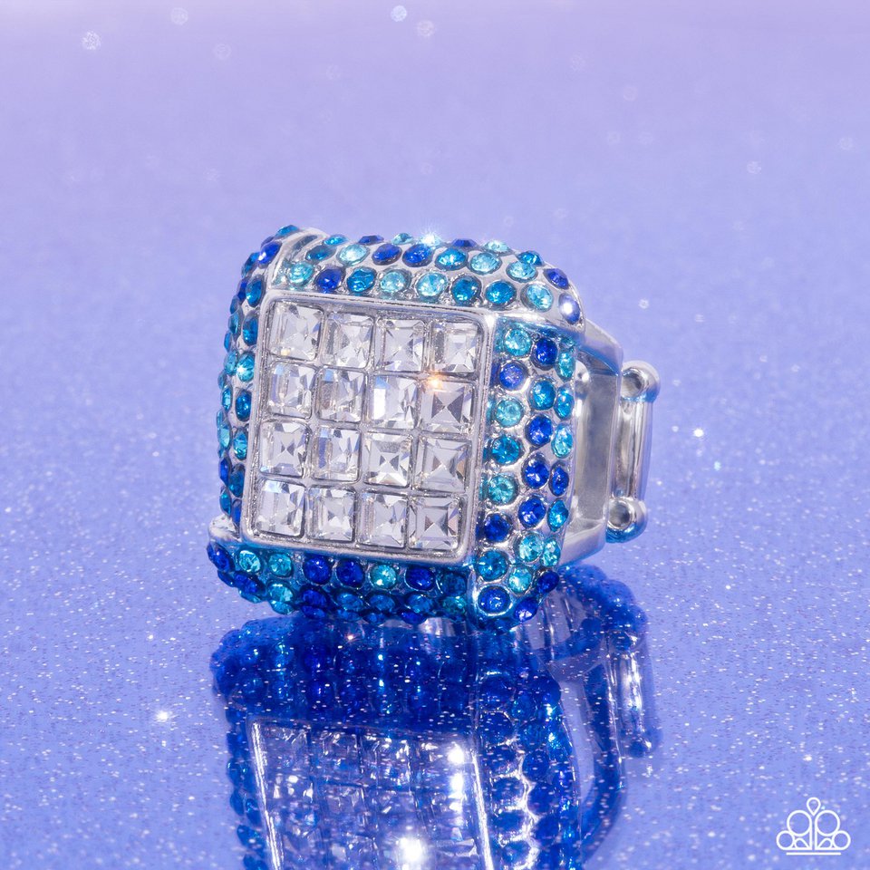 Medium SQUARE - Blue - Paparazzi Ring Image