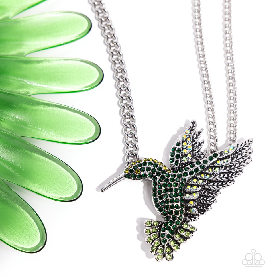 Hummingbird Headline - Green - Paparazzi Necklace Image