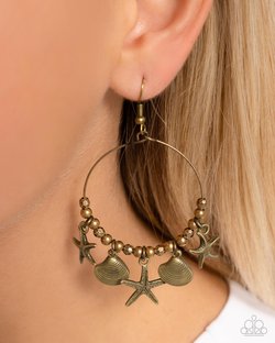 Coastal Conversation - Brass - Paparazzi Earring Image