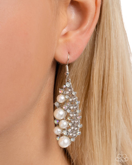 Easygoing Enigma - White - Paparazzi Earring Image