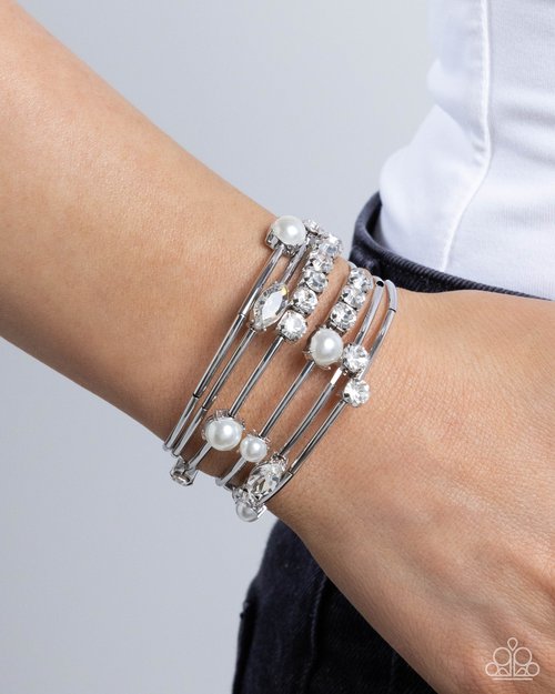 Showtime Sparkle - White - Paparazzi Bracelet Image