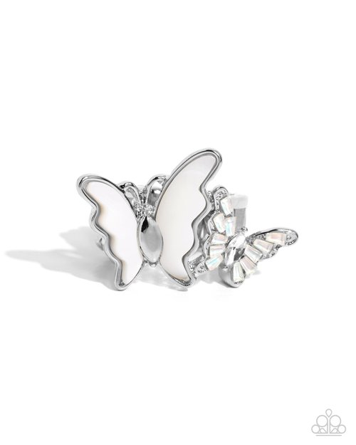 Dueling Decadence - White - Paparazzi Ring Image