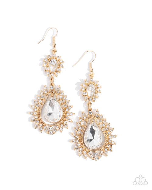 Teardrop Traveler - Gold - Paparazzi Earring Image